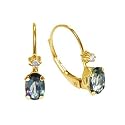 Mystic Topaz & Diamond Earrings set in 10K Gold Leverbacks
