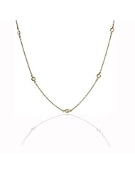 Bling Jewelry Sterling Silver Gold Vermeil CZ By The Inch Florence Necklace 24in