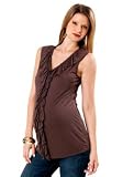 A Pea in the Pod: Sleeveless V-neck Ruffle Front Maternity T Shirt