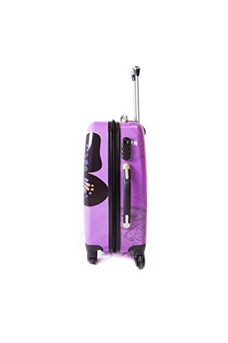 Suitcase Polycarbonate 4 Wheels Cabin Trolley 55 Cm Red purple cabine