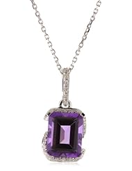 Kobelli 3 ct Amethyst and 1/6 ct Round Diamond Pendant Necklace
