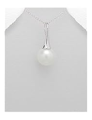Reconstructed shell Pendant Necklace In 92.5 Sterling Silver