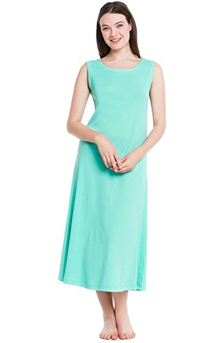 Del Rossa Women's Cotton Knit Nightgown, Long Sleeveless Sleep Dress