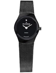 Skagen Womens 432SBSB Quartz Stainless Steel BLACK Dial Watch