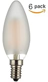 COOLWEST LED Filament Candelabra Light Bulb, Frosted Glass, E12/4Watt, 120V No-Dimmable ,3000K Warm White, Replacement for 40 Watt Incandescent Bulb,Pack of 6 Units