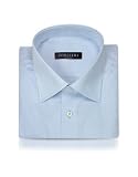 Forzieri Light Blue Textured Fine Lines Cotton Italian Dress Shirt