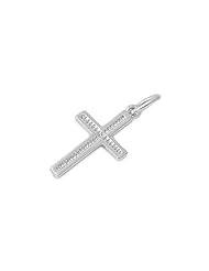 Sterling Silver Religious Cross Love Pendant Best Seller Charm Pure 925 New 21mm with 1.8mm Curb Chain
