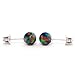 Aurora: 6mm Black Australian Opal Ball Stud Post Earrings Solid 925 Sterling Silver