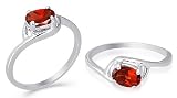 Oval Cut Garnet Ring Sterling Silver Size 7