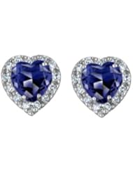 .67ct Heart Cut Sapphire Vs Diamond Stud Earrings 14k Gold
