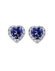 .67ct Heart Cut Sapphire Diamond Stud Earrings 14k Gold