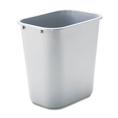 Rubbermaid® Commercial Soft Molded Plastic Wastebasket, Rectangular, 7 Gallon, Gray