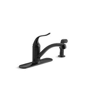 KOHLER K-15072-P-7 Coralais Decorator Kitchen Sink Faucet, Black Black