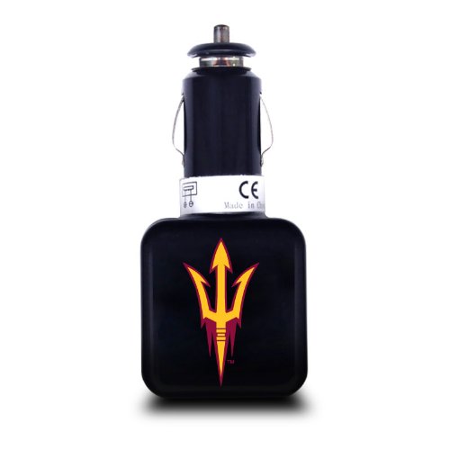 NCAA Arizona State Sun Devils Dual USB Car Charger with USB Charge/Sync Cable for Apple iPhone, iPod, and iPad