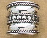Sterling Silver Ring, 18mm wide Bali Rope and Beads Ring