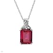 Necklace With 3.56ctw Diamond and Created Ruby Well Made in White Gold Length 18in