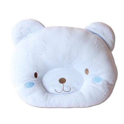 BonAchat New Cute Bear Cotton&Velvet Soft Anti Roll Baby Head Positioner Pillow, Prevent Flat Head Pillow for 3 months~1 year old Baby-Blue