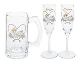 Western Print Bride/Groom Flutes - 2 flutes per package