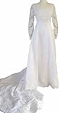 White Wedding Dress White Bridal Gown, Long Sleeve, Scoop Neck, Simple, Elegant, 10/12