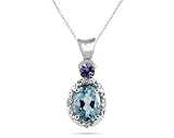 Aquamarine and Tanzanite Diamond Pendant in 10k White Gold