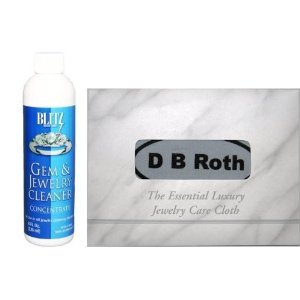 Blitz Non-Toxic Gem & Jewelry Cleaner (Concentrate 8oz.) with 100% Cotton Flannel All-in-one Jewelry Cleaning, Polishing & Buffing Cloth (2-Ply)