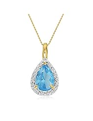 14K Yellow Gold Pear Blue Topaz Pendant (2/3ct. 18" chain)