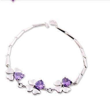 LoyalLove Bracelet Women Cz Crystal Purple Four Leaf Clover Fashion Girl Hand Chain authentic Jewelry Accessory for lady