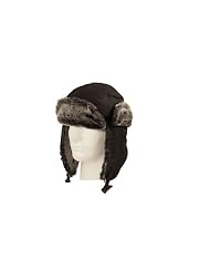 Black Faux Fur Russian Trooper Aviator Trapper Hat, Large X-Large by HDP Jeep Caps Visors/Helmet/Beanies