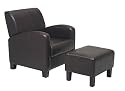 Furniture online: Home Star MET807 Dark Brown Faux Leather Club Chair With Matching Ottoman