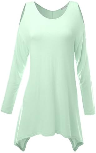 Doublju Womens Basic Top Casual T-shirt Boatneck LIGHTMINT Onepiece style ,M
