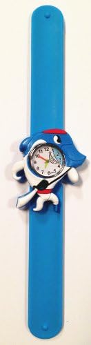 Cute 3d Cartoon Kids Watch Sea Animal Kids Rubber Snap-on Slap Cuff Watch Gifts Idea (Blue Fish)
