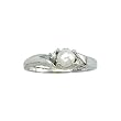 14K White Gold 0.02 ct. Diamond and 6 x 4 MM Pearl Ring