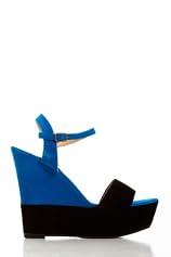 Faux Suede Platform Wedges in Blue and Black