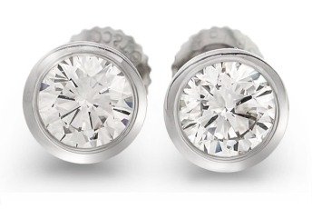0 70 Round Diamond Bezel Earrings