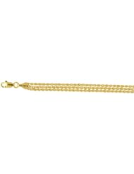 7.25" 10K Yellow Gold 1.65mm (0.06") 3 Strand Rope Chain Ladies Fancy Bracelet w/ Lobster Clasp