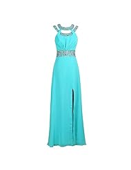 Chiffon Lace Beaded Slit Jeweled Evening Dress/Bridesmaid Dress/Prom Dress/Party Dress 
