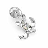 Chuvora Sterling Silver Mother of Pearl Turtle Dangle Bead Charm Fits Pandora Bracelet