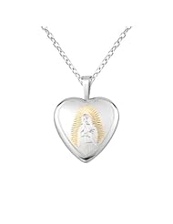 Sterling silver Heart Shaped Locket w/ Virgin Mary Necklace