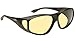 Haven Designer Fitover Sunglasses Tapered Square Night Driver in Black & Night Driver Yellow Lens (LARGE)