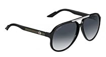 Hot Sale Gucci Men's 1627 Shiny Black Frame/Grey Gradient Lens Plastic Sunglasses