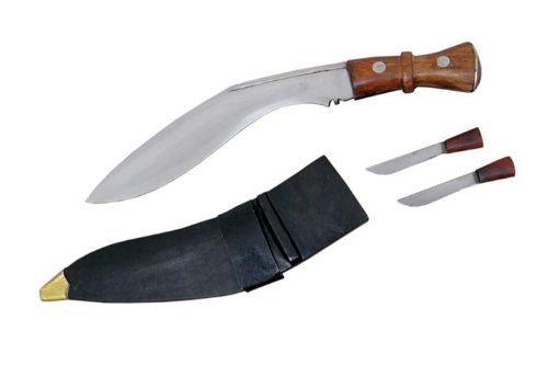 Whetstone Cutlery Carbon Steel Gurkha Service Kukri With Sheath And 2 K, Brown