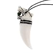 Resin Imitation Bone Pendant Chinese Lion - Adjustable Cord - 70mm x 22mm
