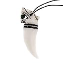 Resin Imitation Bone Pendant Chinese Lion - Adjustable Cord - 70mm x 22mm