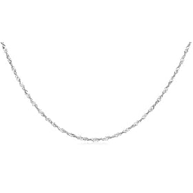 14k White Gold 1.5mm Diamond-Cut Singapore Chain Necklace, 16