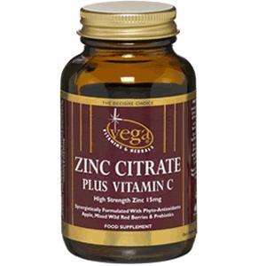 Vega Zinc (Citrate) 15mg + Vitamin C - 60 Tablets