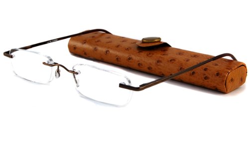 Click here to buy Able Vision Tube Readers Reading Glasses - LPR25 Copper with Tan Leather Case by Able Vision.