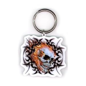 tribal flaming skulls