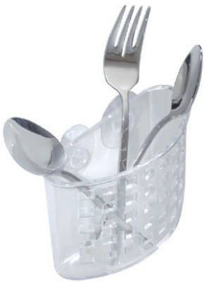 Interdesign 38800 Sinkworks Suction Flatware Holder, Clear