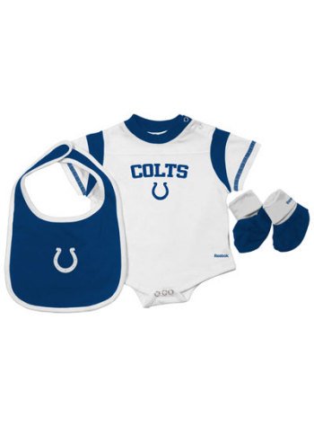 Indianapolis Colts Reebok Infant 3 Piece Creeper Bib Bootie Set