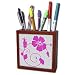 Anne Marie Baugh Hawaiian Flowers - Bright Pink Hawaiian Flowers on A Light Gray Background - Tile Pen Holders-5 inch tile pen holder